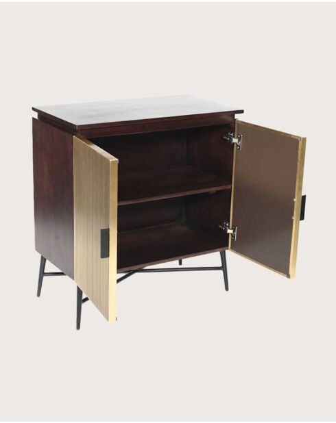 Credenza piccola a 2 ante Moon gold con finitura in ottone invecchiato - 74 x 40 x 80 cm