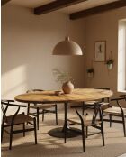 Tavolo ovale in legno massello per 8 persone, piano in mango e piede a tulipano nero opaco Sofia - 160 x 90 x 78 cm