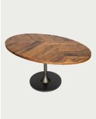 Tavolo ovale in legno massello per 8 persone, piano in mango e piede a tulipano nero opaco Sofia - 160 x 90 x 78 cm
