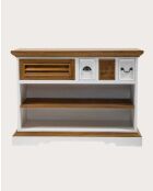 Consolle Sungkai in legno - bianco e naturale Inda - 110 x 35 x 80 cm