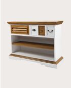 Consolle Sungkai in legno - bianco e naturale Inda - 110 x 35 x 80 cm