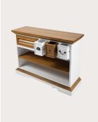 Consolle Sungkai in legno - bianco e naturale Inda - 110 x 35 x 80 cm