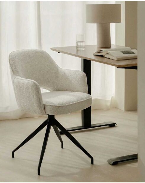 Lot de 2 chaises en tissu beige et pieds métal Elba - 43 x 43 x 83 cm