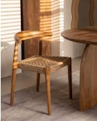 Sedia in teak massiccio e corda sintetica naturale Soa - 42 x 46 x 73 cm