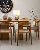 Sedia in teak massiccio e corda sintetica naturale Soa - 42 x 46 x 73 cm
