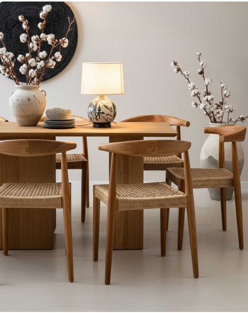 Silla de teca maciza y cuerda sintética de sofá natural - 42 x 46 x 73 cm