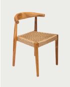 Sedia in teak massiccio e corda sintetica naturale Soa - 42 x 46 x 73 cm