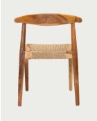 Sedia in teak massiccio e corda sintetica naturale Soa - 42 x 46 x 73 cm