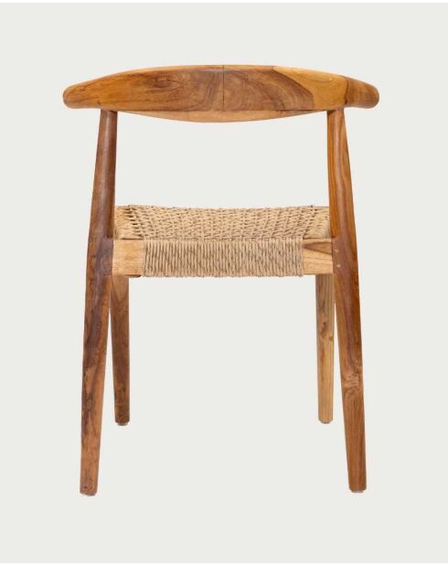 Sedia in teak massiccio e corda sintetica naturale Soa - 42 x 46 x 73 cm