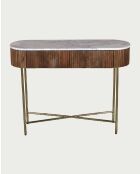 Konsole aus massivem Mangoholz und weißem Marmor Céline natural - 100 x 32 x 76 cm