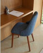 Lot de 2 chaises repas en tissu bleu avec pieds en bois Liro - 48 x 53 x 81 cm
