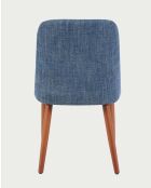 Lot de 2 chaises repas en tissu bleu avec pieds en bois Liro - 48 x 53 x 81 cm
