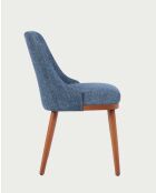 Lot de 2 chaises repas en tissu bleu avec pieds en bois Liro - 48 x 53 x 81 cm