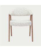 Lot de 2 chaises salle à manger en tissu beige piétement finition bois blanchi Soria - 58.5 x 55.5 x 81 cm
