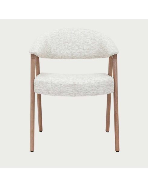 Lot de 2 chaises salle à manger en tissu beige piétement finition bois blanchi Soria - 58.5 x 55.5 x 81 cm