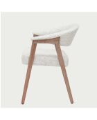 Lot de 2 chaises salle à manger en tissu beige piétement finition bois blanchi Soria - 58.5 x 55.5 x 81 cm