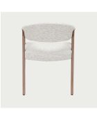 Lot de 2 chaises salle à manger en tissu beige piétement finition bois blanchi Soria - 58.5 x 55.5 x 81 cm