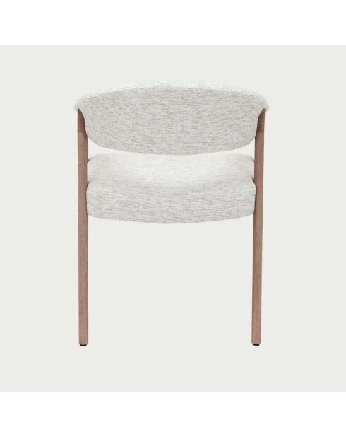 Lot de 2 chaises salle à manger en tissu beige piétement finition bois blanchi Soria - 58.5 x 55.5 x 81 cm