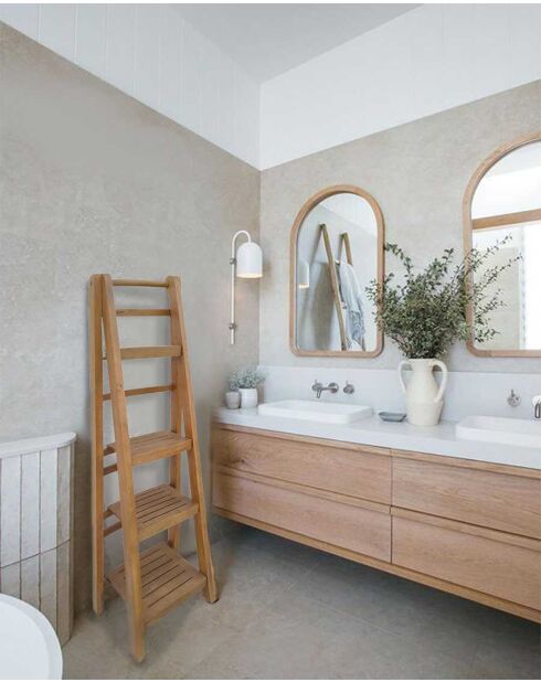Étagère de salle de bain en bois massif Vertis naturelle - 44 x 47 x 152 cm