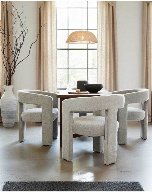 Fauteuil de salon gris en tissu design Lagon - 64 x 55 x 75 cm