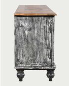 TV-Ständer Lotus aus massivem Mangoholz, 150 x 40 x 65 cm, Grau und Braun