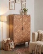 Armadio in legno massello di mango 2 ante Naya naturale - 90 x 40 x 150 cm