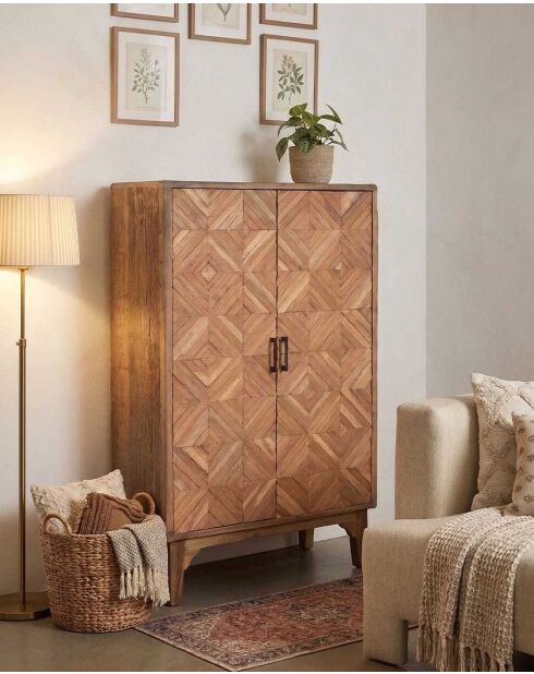Massief mangohouten kledingkast met 2 deuren Naya naturel - 90 x 40 x 150 cm