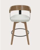 Sedia da bar Micha in tessuto bianco e gambe in legno - 50,5 x 51 x 88 cm