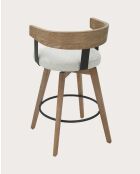 Sedia da bar Micha in tessuto bianco e gambe in legno - 50,5 x 51 x 88 cm