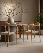 Silla Kima de teca maciza y cuerda beige - 58 x 54 x 80 cm