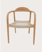 Silla Kima de teca maciza y cuerda beige - 58 x 54 x 80 cm