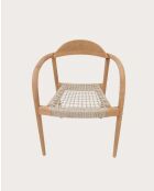 Silla Kima de teca maciza y cuerda beige - 58 x 54 x 80 cm