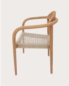 Silla Kima de teca maciza y cuerda beige - 58 x 54 x 80 cm