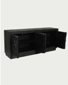 Buffet bas sculpté en bois massif de manguier Zaraya noir - 185 x 45 x 80 cm