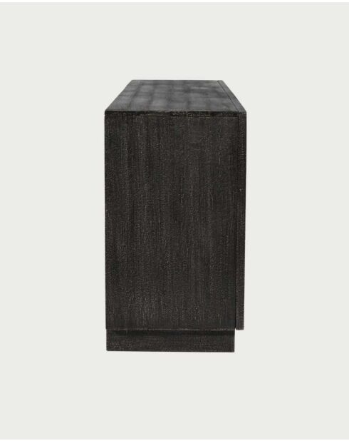 Buffet bas sculpté en bois massif de manguier Zaraya noir - 185 x 45 x 80 cm