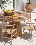 Table de jardin ronde en teck recycle Capelle naturelle - 120 x 120 x 78 cm