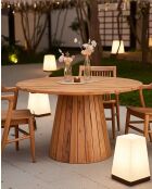 Table de jardin ronde en teck recycle Capelle naturelle - 120 x 120 x 78 cm