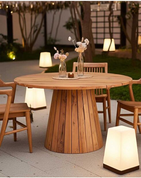 Table de jardin ronde en teck recycle Capelle naturelle - 120 x 120 x 78 cm