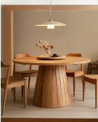 Table de jardin ronde en teck recycle Capelle naturelle - 120 x 120 x 78 cm