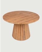 Table de jardin ronde en teck recycle Capelle naturelle - 120 x 120 x 78 cm