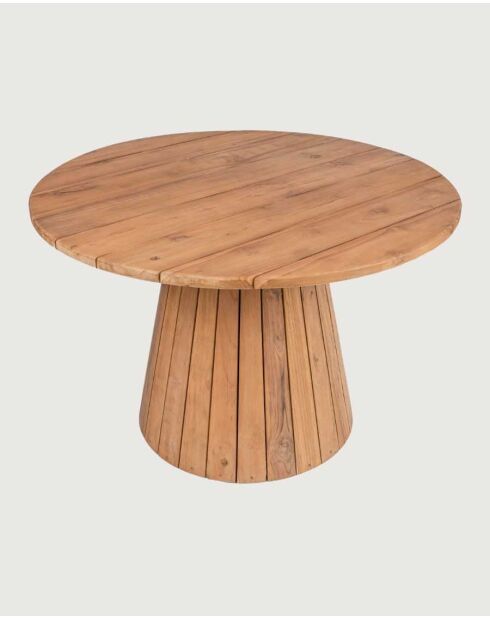 Table de jardin ronde en teck recycle Capelle naturelle - 120 x 120 x 78 cm