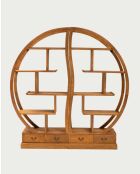 Libreria in legno massello di teak naturale Yin Yang - 176 x 30 x 180 cm