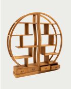 Libreria in legno massello di teak naturale Yin Yang - 176 x 30 x 180 cm