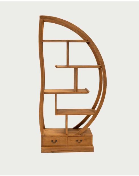 Libreria in legno massello di teak naturale Yin Yang - 176 x 30 x 180 cm