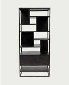 Grande scaffale industriale Como in massello di teak e metallo nero - 80 x 45 x 180 cm