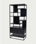 Grande scaffale industriale Como in massello di teak e metallo nero - 80 x 45 x 180 cm
