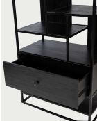 Grande scaffale industriale Como in massello di teak e metallo nero - 80 x 45 x 180 cm