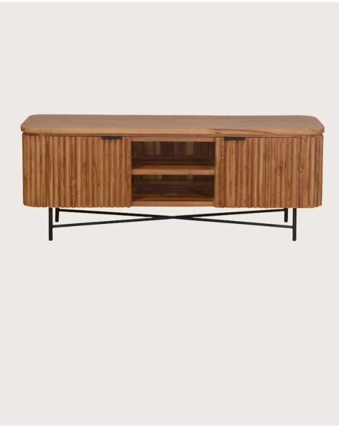 Meuble tv rétro en teck massif recyclé Opéra naturel - 140 x 45 x 55 cm