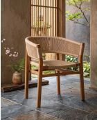Sedia Kanoa in teak massiccio e corda beige - 54 x 41 x 74 cm