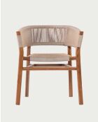 Sedia Kanoa in teak massiccio e corda beige - 54 x 41 x 74 cm